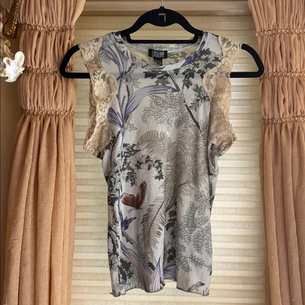 Laundry By Shelli Segal Floral Mesh Top